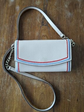 Kate Spade Light Pink Crossbody Bag with Red & Blue Embroidered Trim